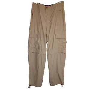 Y2K Utility Parachute Pants Men's Sz 32×32 Tan Two Way Detachable Nylon Blend